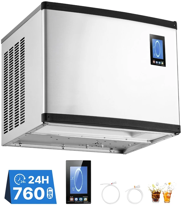 Main image of VEVOR Commercial Ice Maker Machine 690 Lbs/24H Stainless Steel Head Only, for Restaurant Bar Cafe, Ice Ready in 15 Mins, with Self-Cleaning, 270 pcs Ice Tray, Adjustable Thickness, AC220-240V 60Hz