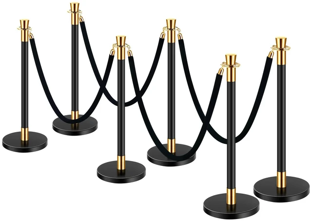 Alt view image 9 of 9 - Stanchions and Velvet Ropes, 6 Pcs Crowd Control Barriers with 4 Black Velvet Ropes, Stainless Steel Stanchion Post Queue with Sand Injection Hollow Base for Theater, Wedding, Party Supplies