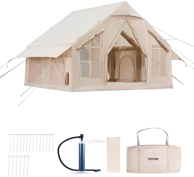 Alt view image 8 of 8 - VEVOR Inflatable Tent for Camping 4-6 Person Glamping Tent with Pump Easy Set up