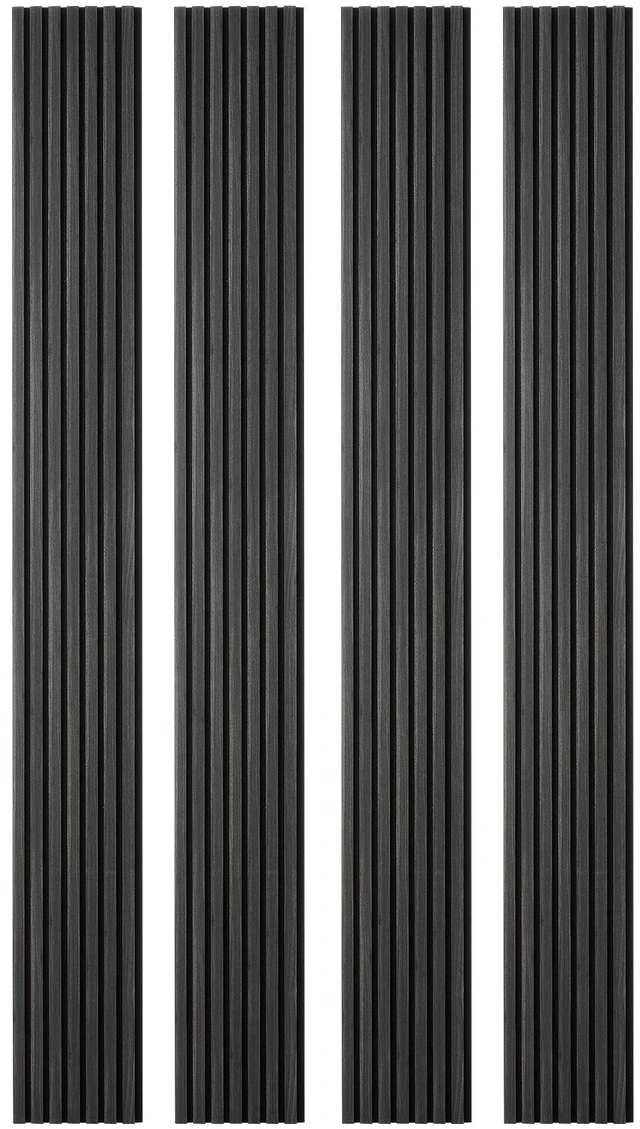 Main image of VEVOR Wood Wall Panels, 96.1 x 11 inches, Acoustic Slat Panels, Black Oak, Sound Absorbing for Living Rooms, Bedrooms, Offices, Studios, Interior Wall Decor, MDF & PET Construction, Screw Kit, 4-Pack