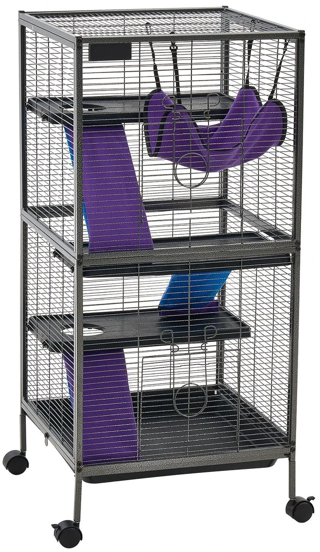 Main image of VEVOR Metal Small Animal Cage 44.5"H 4-Tier Rolling Ferret Cage On Wheels, 0.55" Wire Spacing Large Cages with Hammock, Ramps, Tray & Doors for Ferret, Chinchilla, Sugar Glider, Guinea Pig & Rabbit