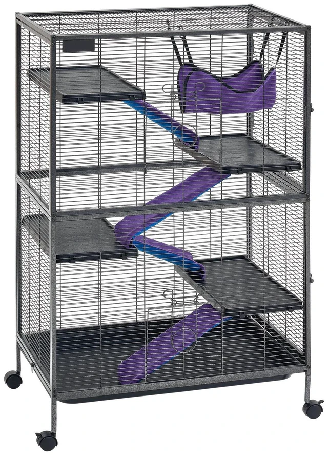 Main image of VEVOR Metal Small Animal Cage 50"H 5-Tier Rolling Ferret Cage On Wheels, 0.55" Wire Spacing Large Cages with Hammock, Ramps, Tray & Doors for Ferret, Chinchilla, Sugar Glider, Guinea Pig & Rabbit