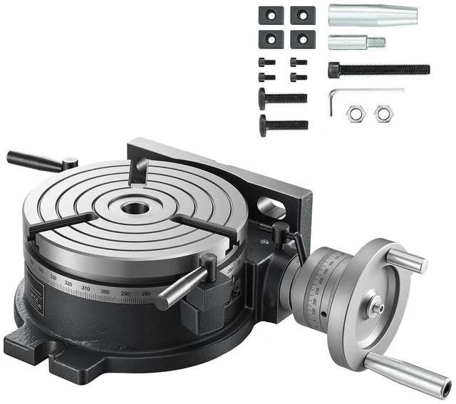 Main image of VEVOR Horizontal Vertical Rotary Table 8 in Precision Milling Rotary Table, with T-Slot & Graduated Scale, Worm Gear Adjustment, Cast Iron, Precision Indexing, for Milling Machines & Drill Presses