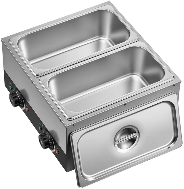 Main image of VEVOR 2-Temp Knob Chocolate Melting Machine, 2 Tanks 17.6 Lbs Choc Melter, 1600W Power, Independent Temp Control, Water Bath Heat System, Stainless Steel, 86 - 185, Cheese Warmer, Commercial & Home