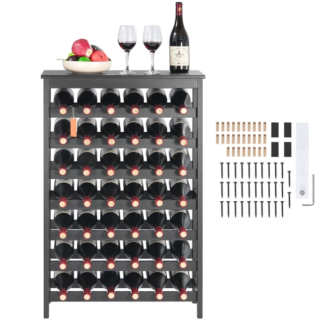 Alt view image 16 of 16 - VEVOR 42 Bottle 7-Tier Modular Wine Rack Bamboo Wood Display Shelf with TableTop