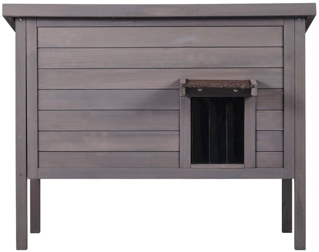 Alt view image 15 of 15 - VEVOR Outdoor Cat House Wooden Feral Cat Shelter with Roof & PVC Door Flaps