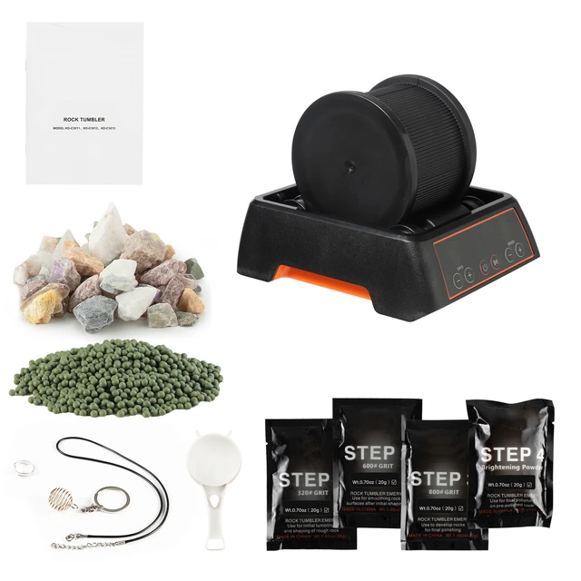 Alt view image 9 of 9 - VEVOR Rock Tumbler, 1 lb Rock Polishing Machine, Rocks Tumbling Kit with 4-Speed Adjustment, 19 Day Timer, Direct Drive Motor Rocks Polishing Kit for Rose Quartz, Amethyst, Quiet Operation