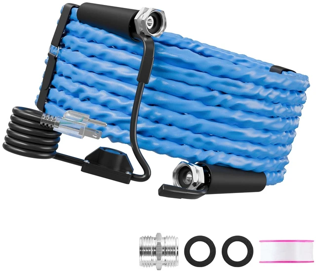 Main image of VEVOR 50FT Heated Water Hose for RV Antifreeze to -45°F Drinking Water Hose, 5/8" ID, Corrugated Surface, Built-in Thermostat, Freeze & Leak-Proof, Lead and BPA Free, Fast Heating for RV Camping