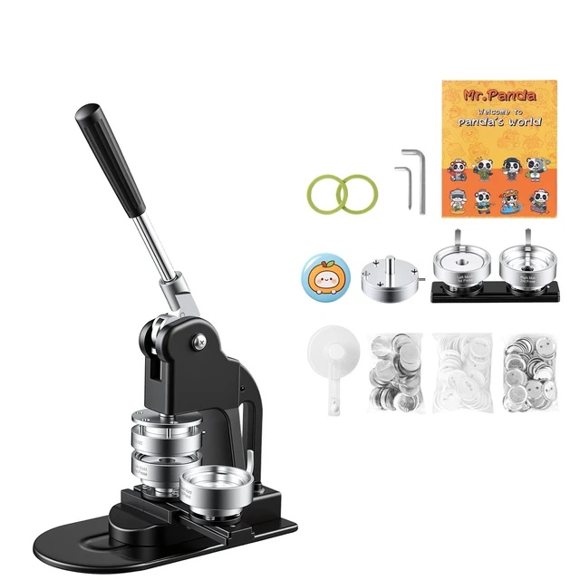 Alt view image 8 of 8 - Button Maker Machine, 2.25 in, Pin Maker Machine with 500pcs Button Parts, Circle Cutter, Hex Wrenches and Magic Book, Ergonomic Handle, for DIY Badges, Personalized Pins and Key Chains, Black