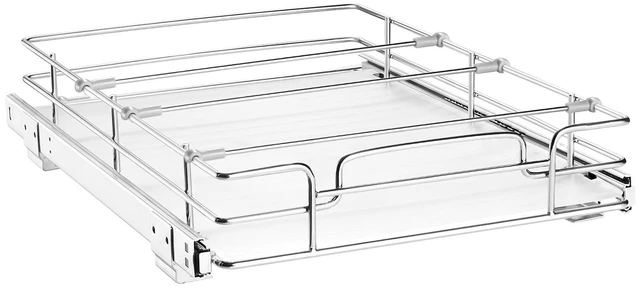 Main image of VEVOR Pull Out Cabinet Organizer 12.4"W x 16.54"D Steel Slide Out Drawers, for Kitchen Bathroom Pantry Home Organization, Chrome-Plated Finish, Heavy Duty Storage Sliding Shelves for Base Cabinets