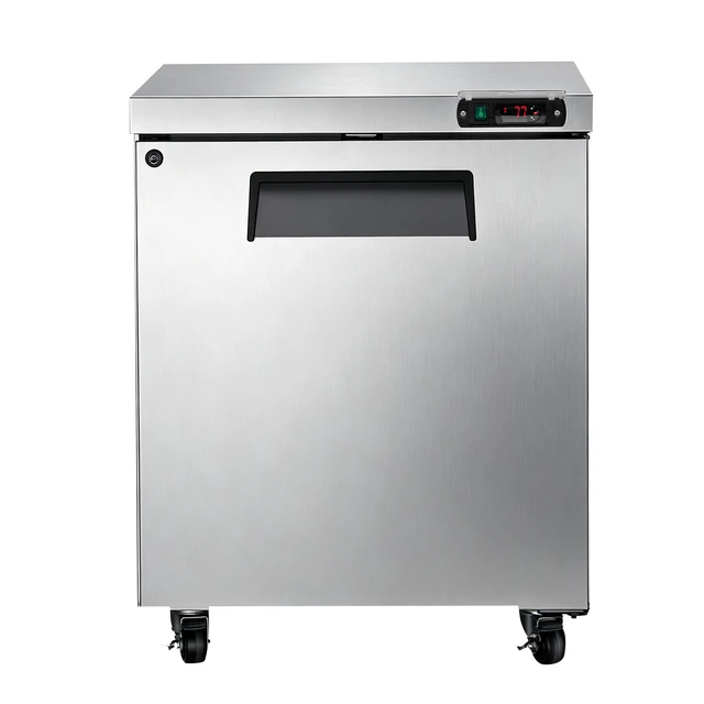 Alt view image 9 of 9 - 28" Commercial Frozen Refrigerator Sandwich & Salad Prep Table, 7.4 Cu. Ft Stainless Steel Refrigerated Food Prep Station with 1 Door, Frost Free Refrigerator with Lock for Restaurant, Bar