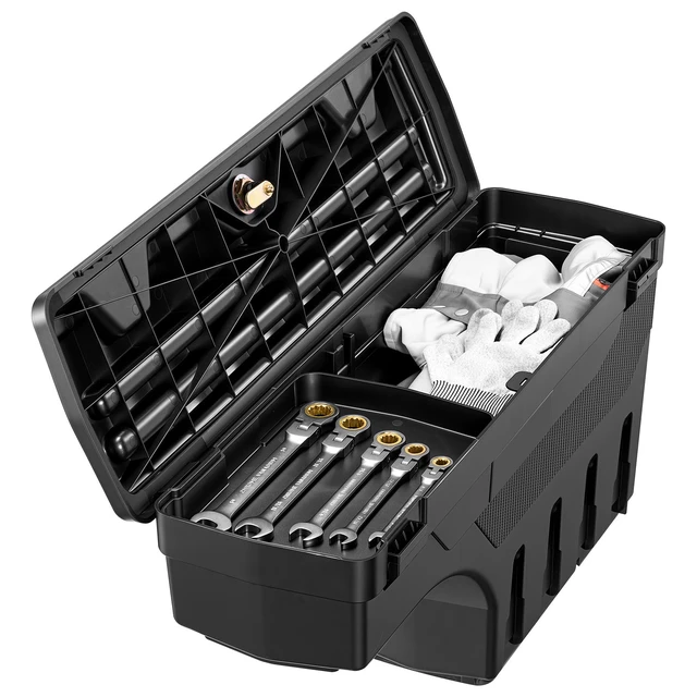 Alt view image 9 of 9 - VEVOR Truck Bed Storage Box, Lockable Lid, Waterproof ABS Wheel Well Tool Box 6.6 Gal/20 L with Password Padlock, Compatible with Dodge Ram 1500 2019-2021, Passenger Side, Black