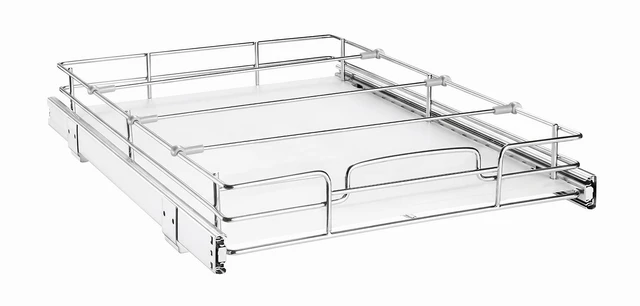 Main image of VEVOR Pull Out Cabinet Organizer 15.16"W x 20.98"D Steel Slide Out Drawers, for Kitchen Bathroom Pantry Home Organization, Chrome-Plated Finish, Heavy Duty Storage Sliding Shelves for Base Cabinets