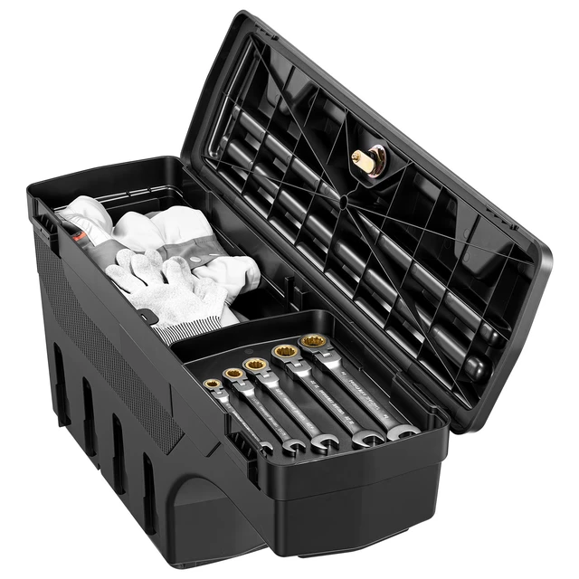Alt view image 8 of 8 - Truck Bed Storage Box, Lockable Lid, Waterproof ABS Wheel Well Tool Box 6.6 Gal/20 L with Password Padlock, Compatible with Dodge Ram 1500 2019-2021, Driver Side, Black
