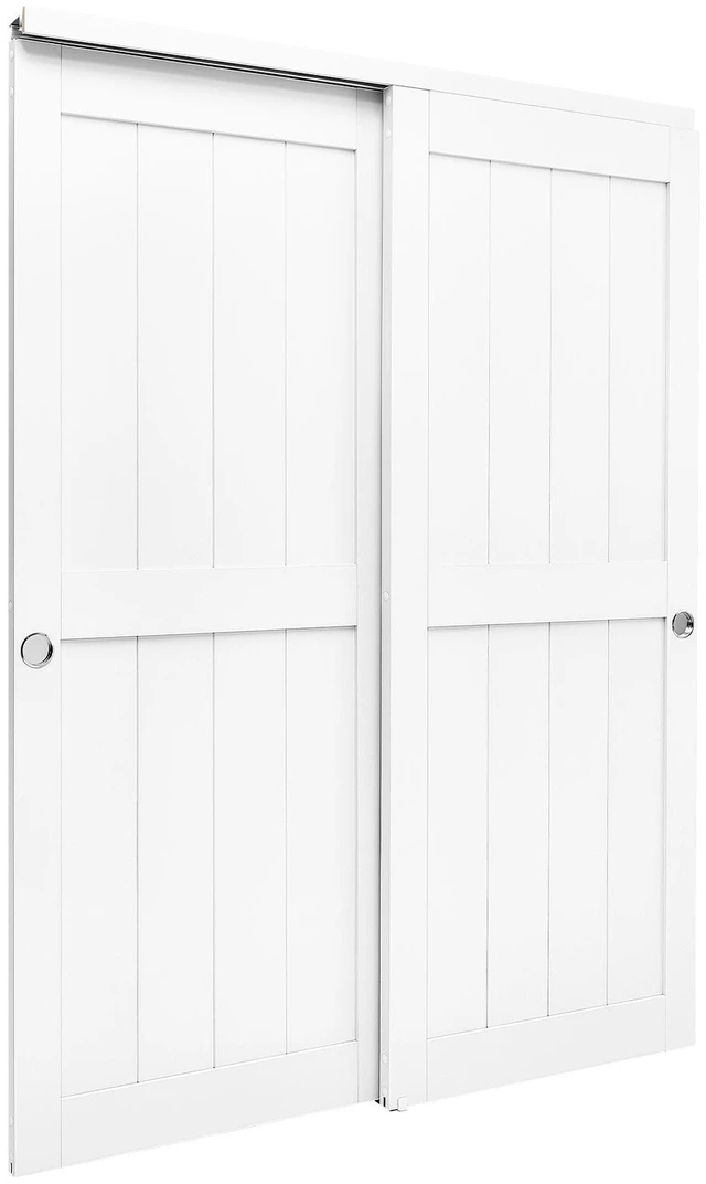 Main image of VEVOR Sliding Closet Doors 2-Panel, 60" (Double 31") x 80", All-Wood Bypass Sliding Door with Hardware Track Kit & Floor Guide, Modern Stylish & Space-Saving for Closets Bedrooms Wardrobes