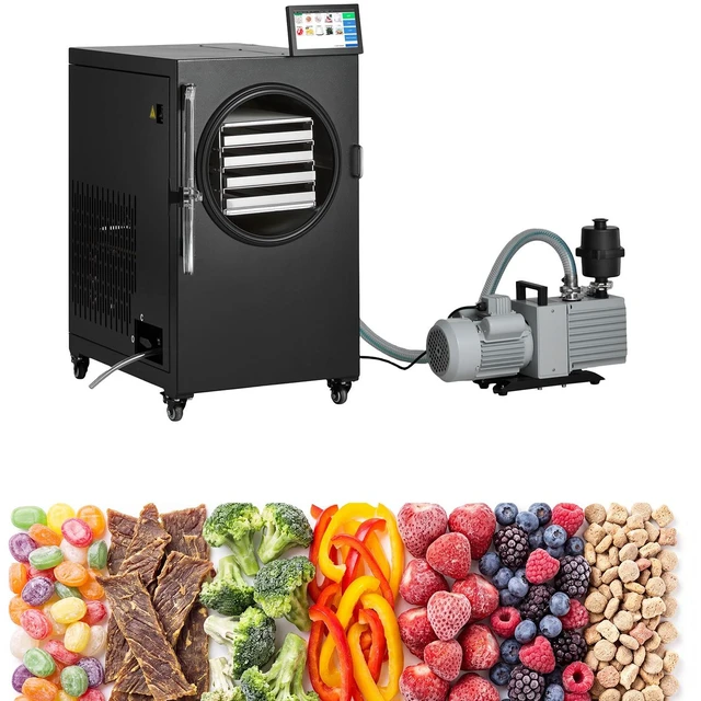 Main image of VEVOR Vacuum Freeze Dryer Machine, 11-15.4 lbs/Batch, 4 Trays, 10 Presets for Fruit Vegetable Meat, Durable Freestanding Freeze Drying Equipment with Wheel, App Control, LCD Touchscreen, Auto Defrost