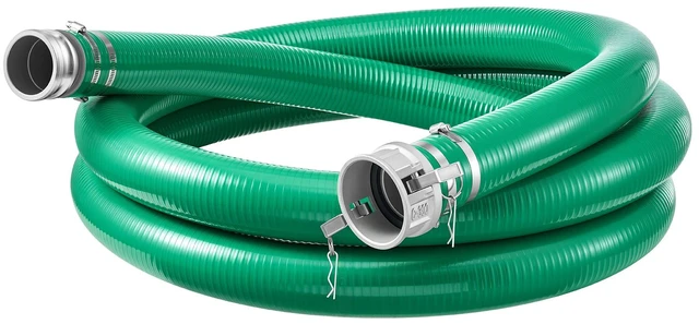 Main image of VEVOR Suction Hose 3" x 20 ft Heavy Duty PVC Suction Pump Hose Assembly, for Swimming Pool Trash Pump, 60 PSI Max Pressure, Weather & Burst-Resistant, Male x Female Cam and Groove Fittings, Green