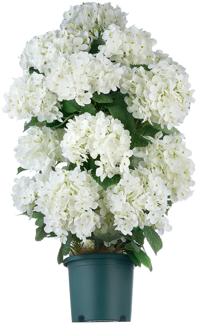Main image of VEVOR Artificial Potted Hydrangeas 30 in 2-Pack Fake Flower Plants White, for Porch, Patio, Entryway, & Home Decor, Indoor & Outdoor Use, Silk and PE Blooms in Pots, Ready to Display Faux Plants