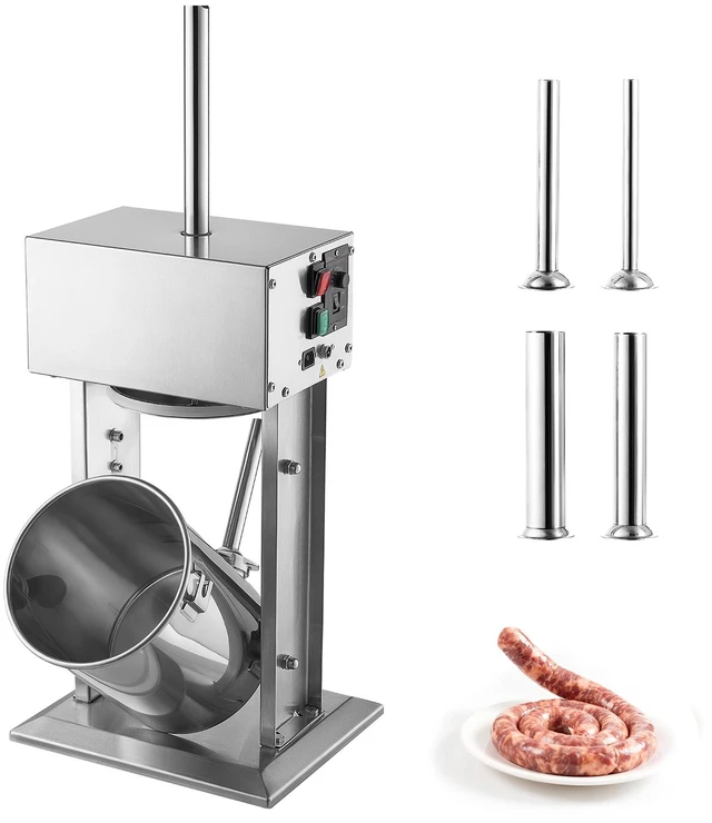 Main image of VEVOR Electric Sausage Stuffer 22 lbs Vertical Meat Maker Stainless Steel, for Commercial Use, Stepless Speed Control Meat Stuffer, Sausage Filler Kit, 4 Filling Tubes & Foot Pedal, ETL Approved