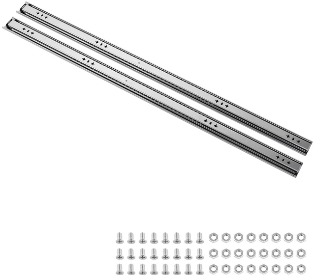 Main image of VEVOR Heavy Duty Drawer Slides, 40 inch 265 lbs Load Side Mount Rails, for Cabinets, Kitchen, Workbench, RV, 3-Fold Full Extension Ball Bearing Rails, Carbon Steel, with Screws & Nuts, 1 Pair