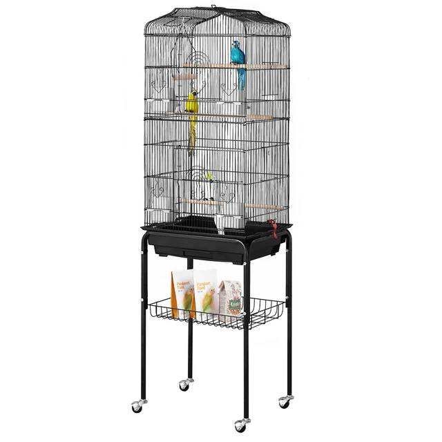Alt view image 10 of 10 - VEVOR Large Bird Cage 62 in Rolling Metal Parakeet Cage for Cockatiels Parrot