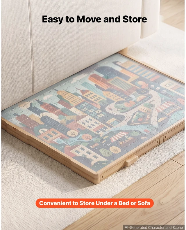 Alt view image 6 of 7 - VEVOR 1000 Piece Puzzle Board with 4 Drawers and Cover, 29x21 in, Birthday Gift for Mom, Portable Wooden Table, Jigsaw Accessories for Adult, Puzzle Organizer Storage System