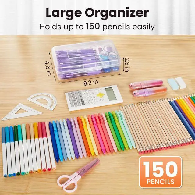Alt view image 2 of 7 - Plastic Pencil Case Box 6 Pack, Large Crayon Maker Pen Organizer