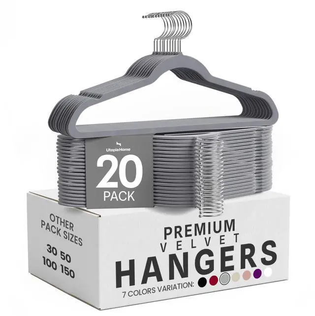 Main image of Velvet Hangers 20 Pack, Grey