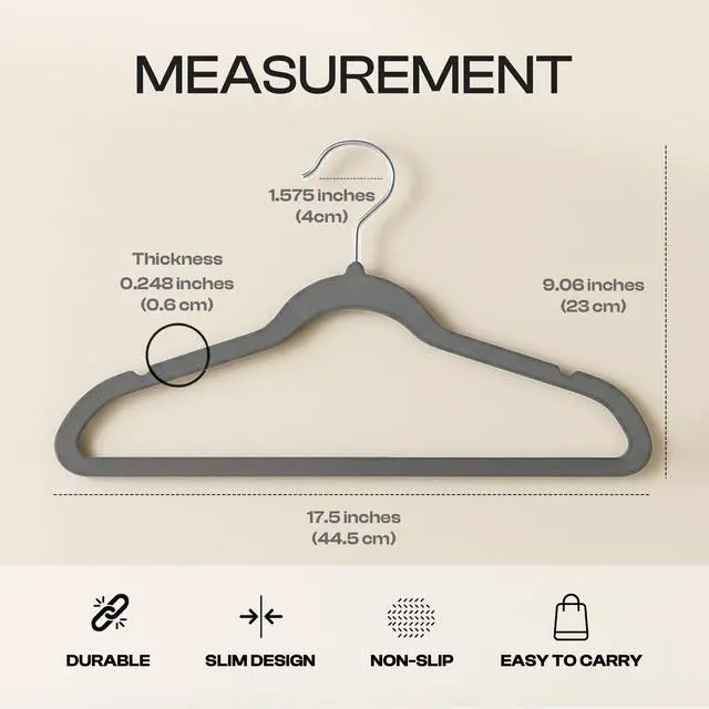 Alt view image 2 of 7 - Velvet Hangers 20 Pack, Grey