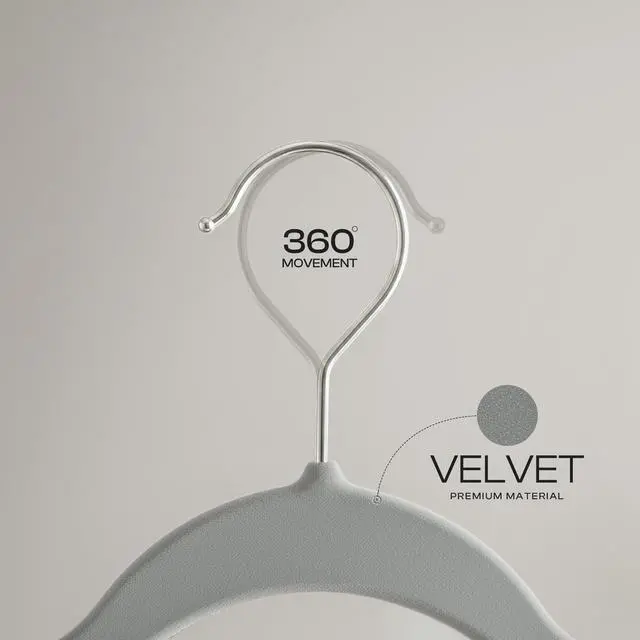 Alt view image 4 of 7 - Velvet Hangers 20 Pack, Grey