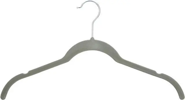 Main image of Space Saving Slim Velvet Non-Slip Clothes Hangers for Closet Organization, Gray/Silver, 30-Pack
