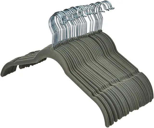 Alt view image 3 of 7 - Space Saving Slim Velvet Non-Slip Clothes Hangers for Closet Organization, Gray/Silver, 30-Pack
