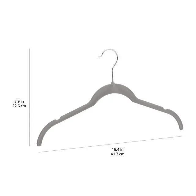 Alt view image 7 of 7 - Space Saving Slim Velvet Non-Slip Clothes Hangers for Closet Organization, Gray/Silver, 30-Pack