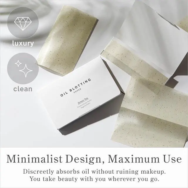 Alt view image 5 of 7 - Oil Blotting Paper 100 Sheets,Pack of 2 Natural Green Tea Facial Tissues with Premium Washi Japanese Paper, Portable Easy Dispensing, Made in Japan, Skin-Care & Makeup Essential Green