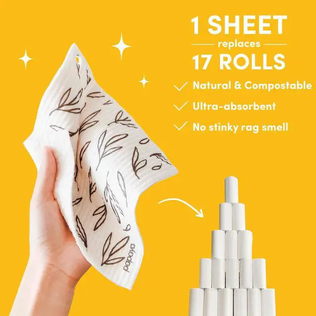 Alt view image 3 of 7 - Swedish Dishcloths for Kitchen, 2 Reusable Paper Towels, 1 Hook