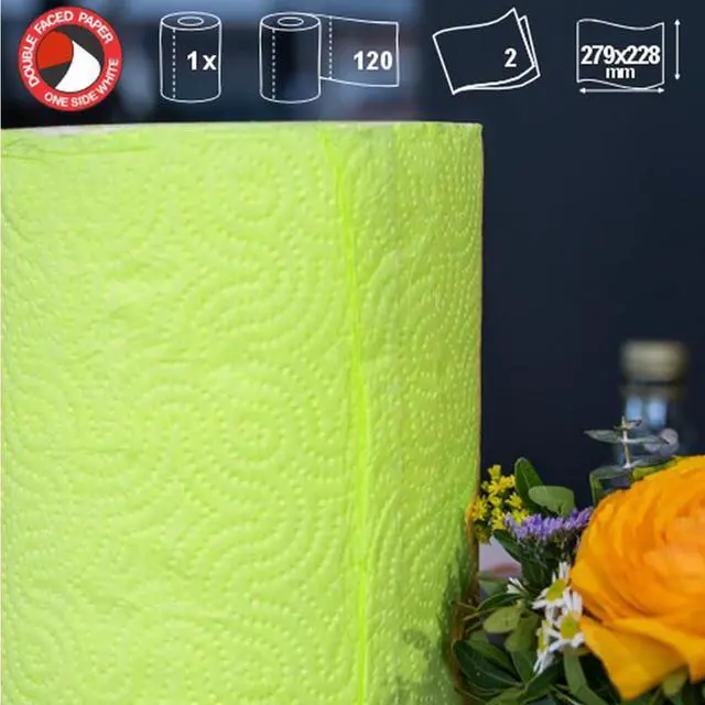 Alt view image 2 of 7 - Green Paper Towel Jumbo Roll 2 Ply 120 Highly Absorbent Sheets