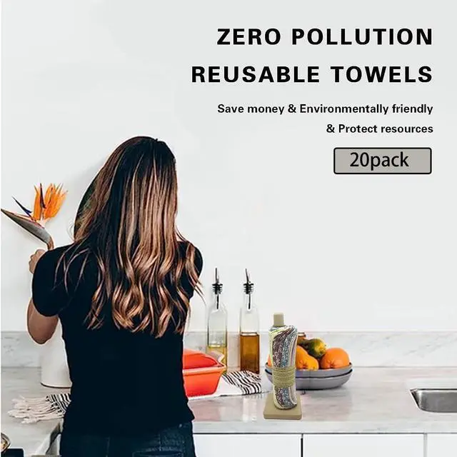 Alt view image 6 of 6 - Reusable Paper Towel Rolls 20 Pack,Washable Napkin Cloth Value Set of 4 Colors 20 Pack of Paperless Towel-100% Cotton, Super Soft, Absorbent Made to Last (Solid Color A)