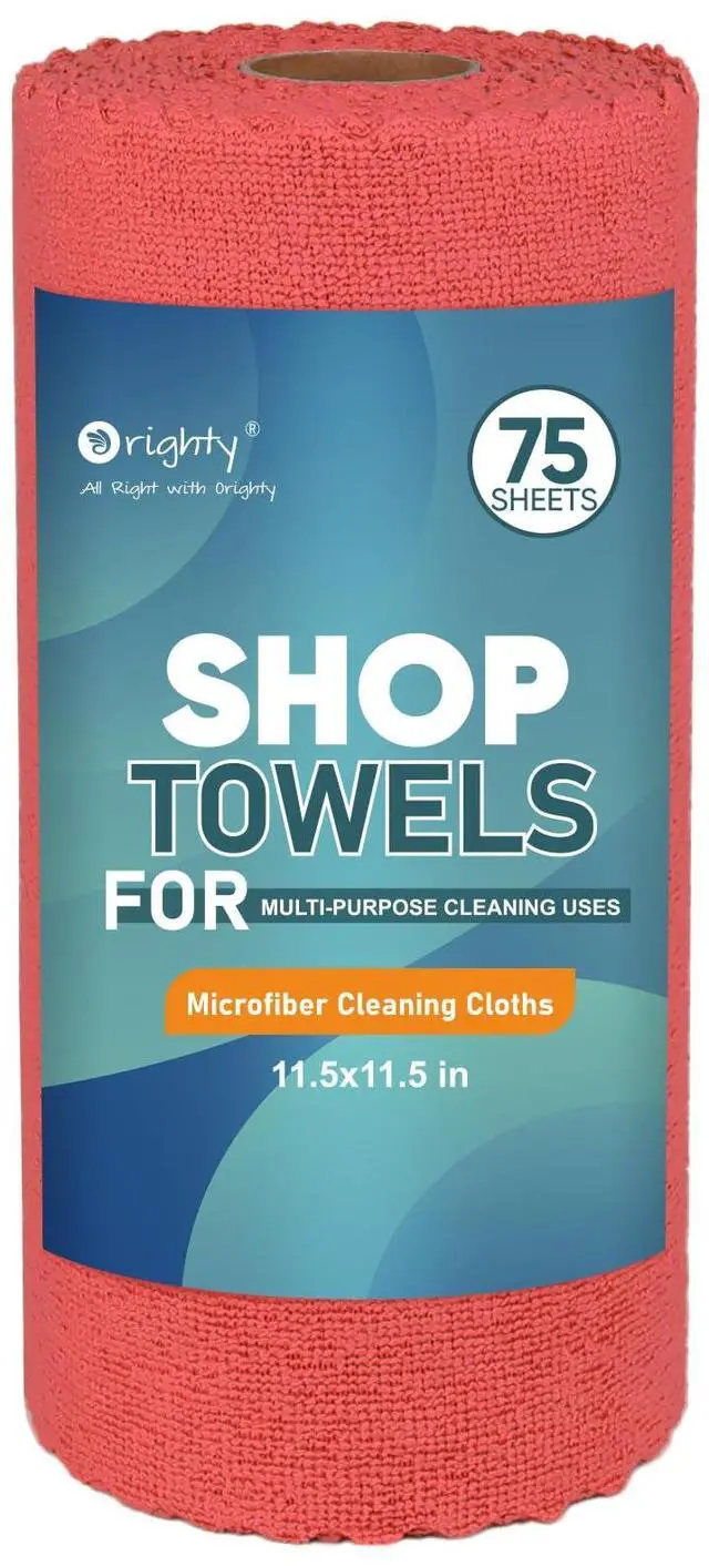 Main image of Microfiber Cleaning Cloths, 75 Sheets Shop Towels, Reusable Paper Towels Shop Rags, Washable Microfiber Towel Roll Cleaning Rags for Cars, House, Kitchen, 11.5 x 11.5, Red
