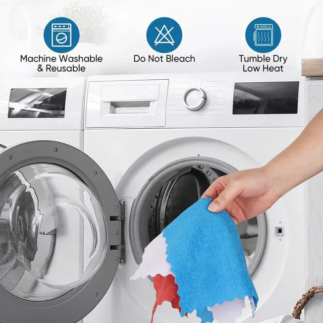 Alt view image 3 of 7 - Microfiber Cleaning Cloths, 75 Sheets Shop Towels, Reusable Paper Towels Shop Rags, Washable Microfiber Towel Roll Cleaning Rags for Cars, House, Kitchen, 11.5 x 11.5, Red