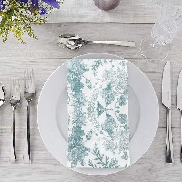 Alt view image 4 of 7 - 100 pack Floral Disposable Bathroom NapkinsPaper Napkins Decorativepaper hand towels for bathroomDessert Napkins Folded 7.8 x 4.3 Inches Disposable Napkins for Dinner Baby Shower