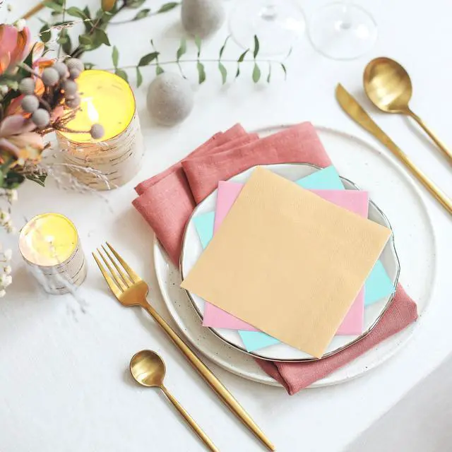 Alt view image 6 of 7 - 120 Pcs Pastel Cocktail Napkins 2 Ply Disposable Paper, 6 Colors