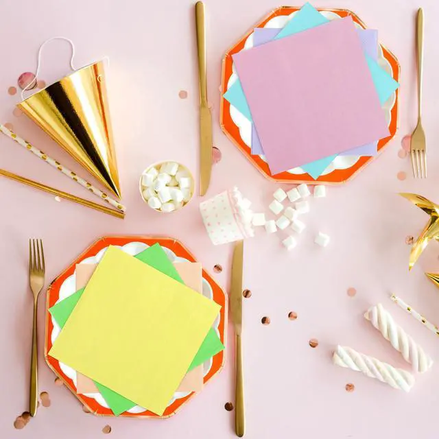 Alt view image 5 of 7 - 120 Pcs Pastel Cocktail Napkins 2 Ply Disposable Paper, 6 Colors