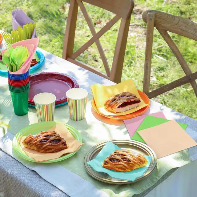 Alt view image 7 of 7 - 120 Pcs Pastel Cocktail Napkins 2 Ply Disposable Paper, 6 Colors