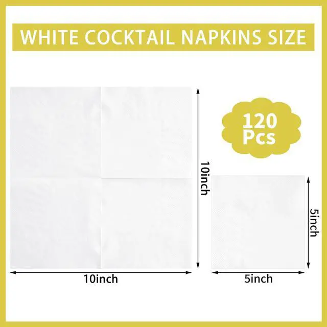 Alt view image 2 of 7 - 120 Pk Cocktail Napkins White Napkins Disposable, 5 Inch