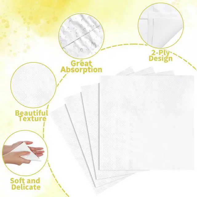 Alt view image 3 of 7 - 120 Pk Cocktail Napkins White Napkins Disposable, 5 Inch
