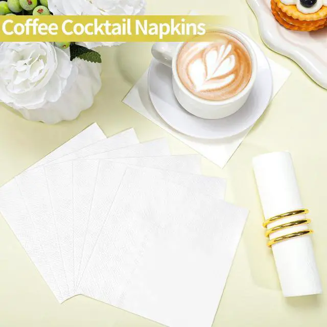 Alt view image 4 of 7 - 120 Pk Cocktail Napkins White Napkins Disposable, 5 Inch