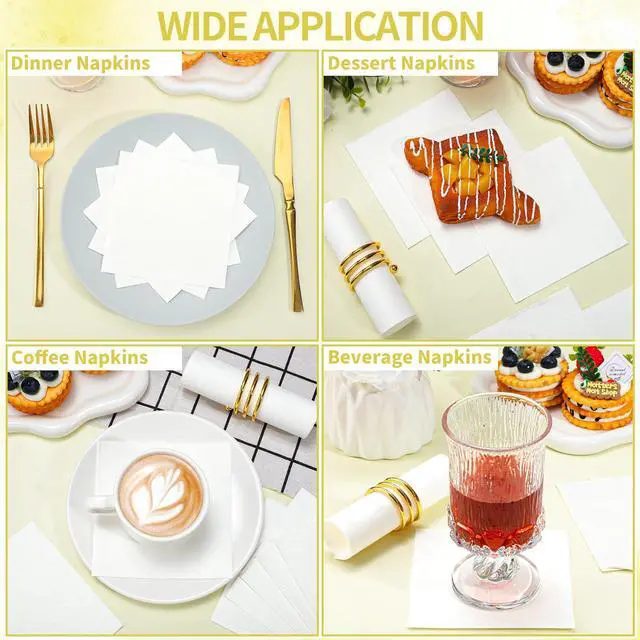 Alt view image 5 of 7 - 120 Pk Cocktail Napkins White Napkins Disposable, 5 Inch