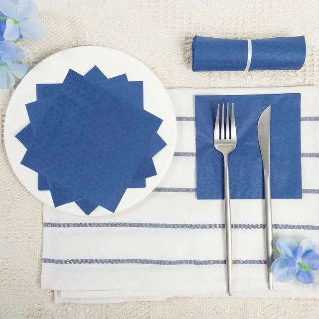 Alt view image 6 of 6 - 200 Pack Cocktail Napkin 2-Ply Disposable Napkins 5 x 5IN Navy Blue