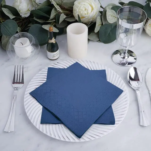 Alt view image 2 of 4 - 300 Count Navy Blue Beverage Napkins,2-Ply Navy Cocktail Napkins,Disposable Blue Party Napkins for Dinner Wedding Birthday Party Graduation