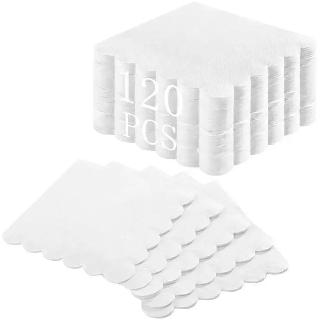 Main image of 120 Pk Cocktail Napkins Scalloped White Napkins Disposable, 5"